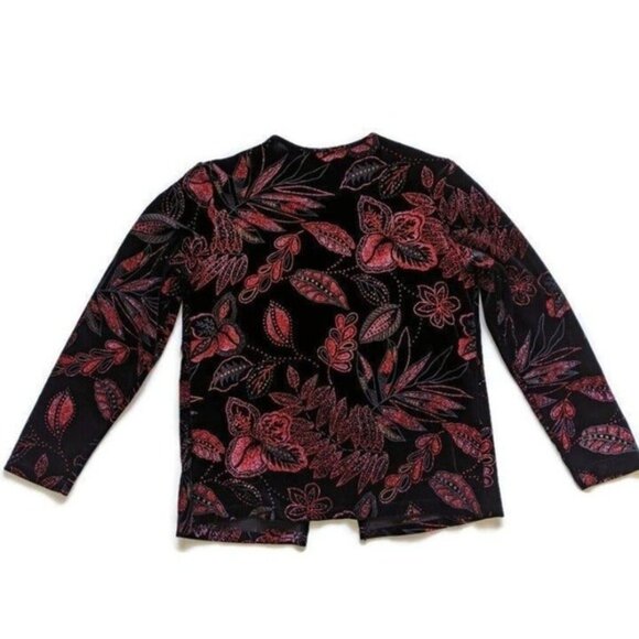 Vintage Black Red Glitter Black Velour Top Set PM Evening Party Whimsigoth Witch - Picture 4 of 9